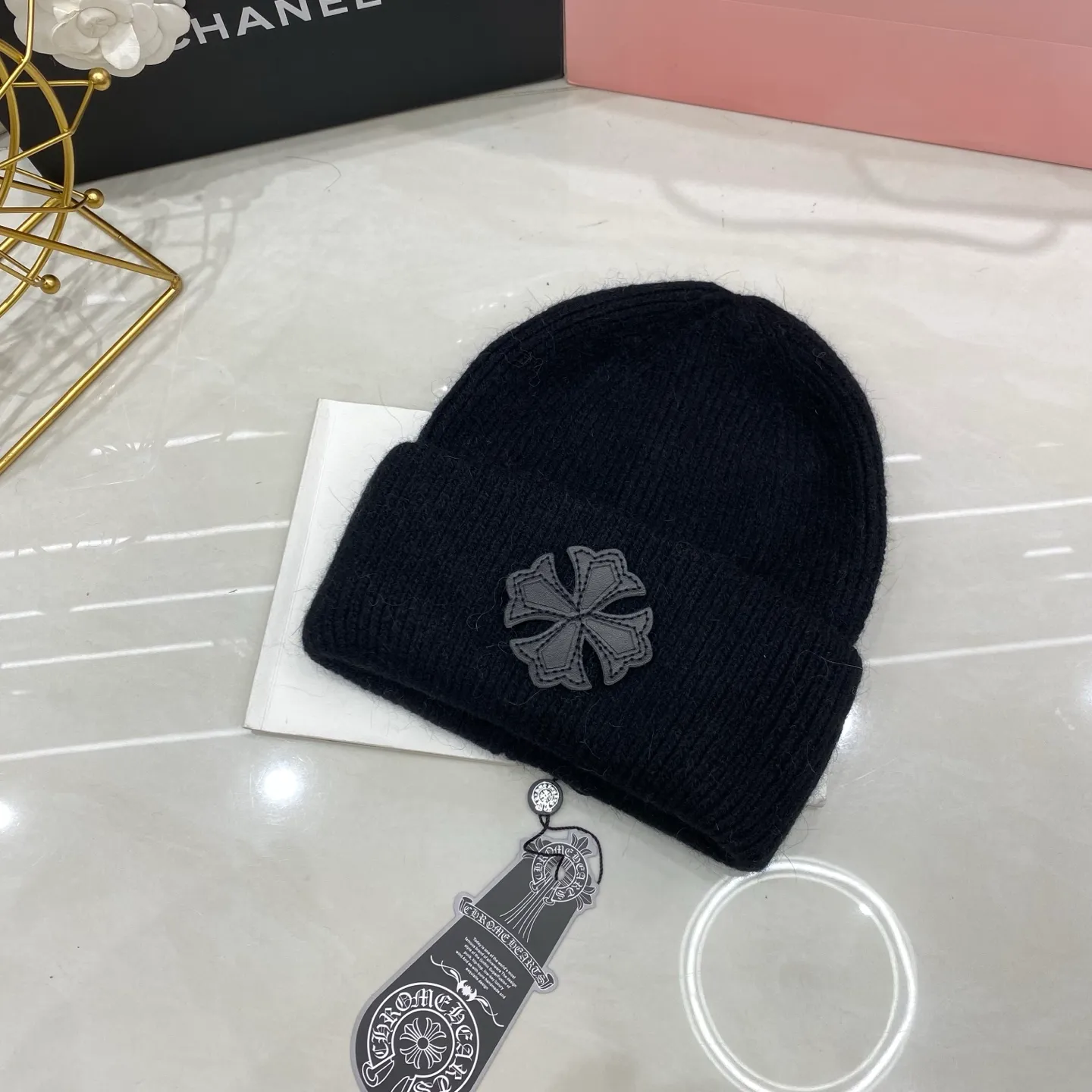 Crow Heart Rabbit Fur Knitted Hat
